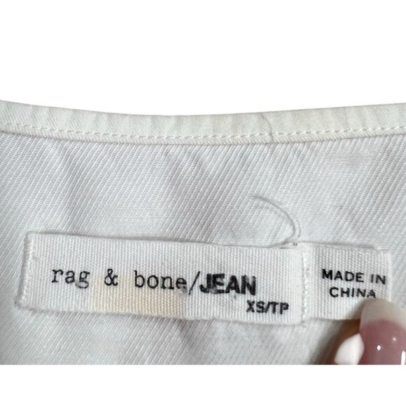 Rag & Bone Women White Top Silk Cotton XS Long Sleeves High Low - Picture 4 of 9